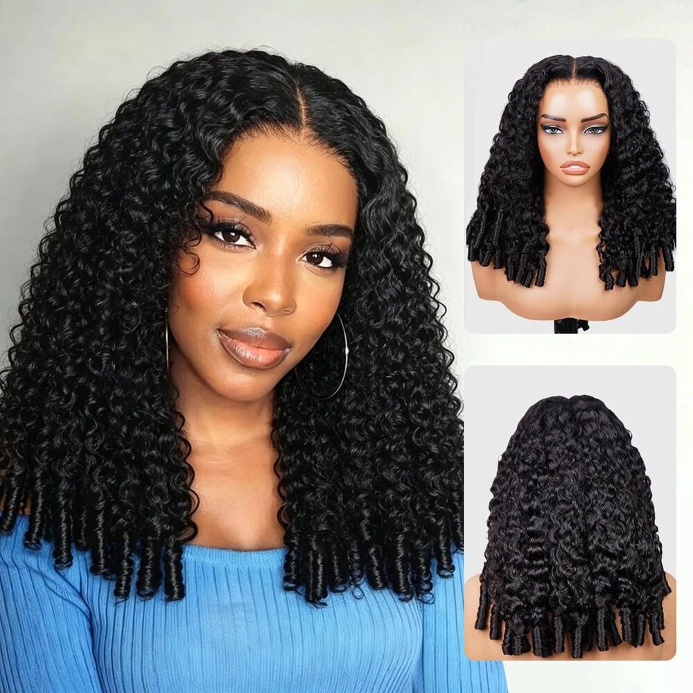 NEW Wig Human Hair 24" Burmese Curly 5x5 HD Lace Front Glueless 200% Density